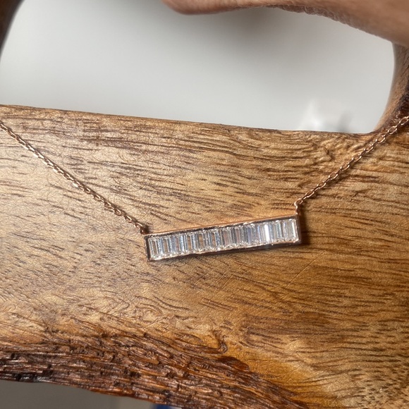 Delicate Rose Gold color Necklace with Bar Accent - Picture 4 of 4